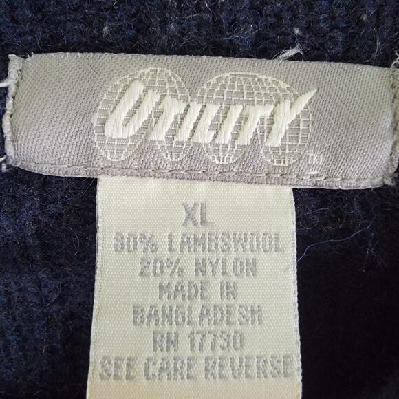 Utility Lambswool Blend Y2K Sweater Mens XL Navy Heavyweight Preppy Ski Chalet - Picture 4 of 6